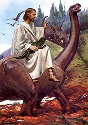 Jesus Riding A Dinosaur?
