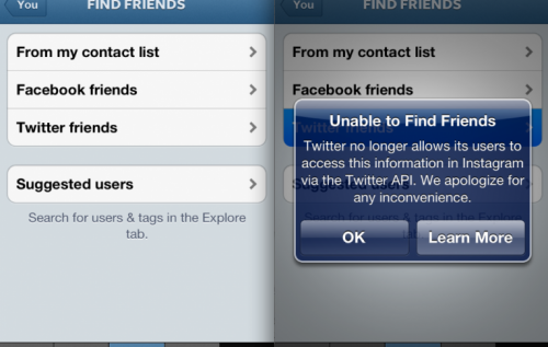 Twitter Delivers A Big Blow To Instagram Blocking “Friend Finder” API