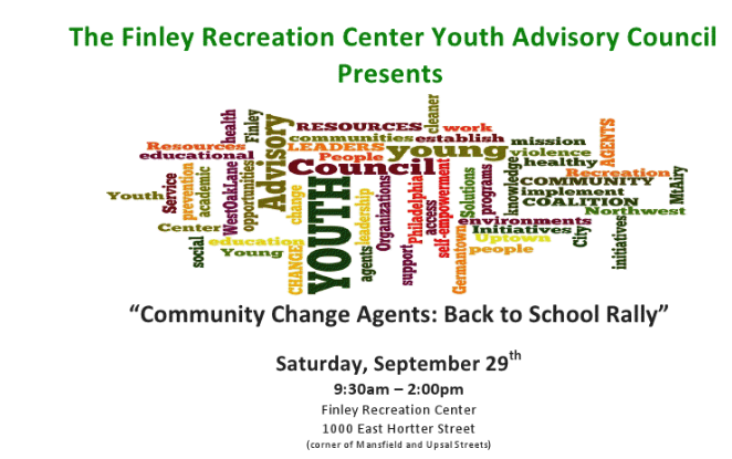 [EVENT] Finley Recreation Center Youth Advisory Council Presents: Community Change Agents: Back To School Rally