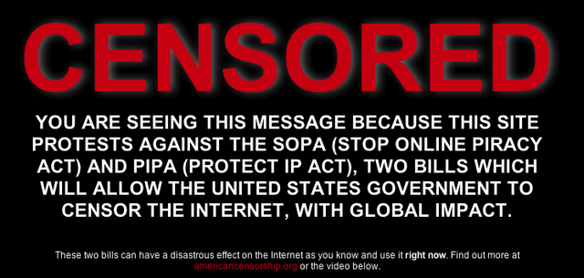 January 18th 2012: SOPA Bill Protest Web Blackout Is In Full Effect